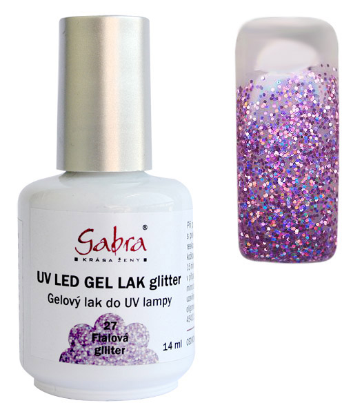 UV gel lak GABRA 27 fialová glitter 14 ml | NEHTOVÁ MODELÁŽ - Gel laky UV gel lak GABRA 27 fialová glitter 14 ml | NEHTOVÁ MODELÁŽ - Gel laky